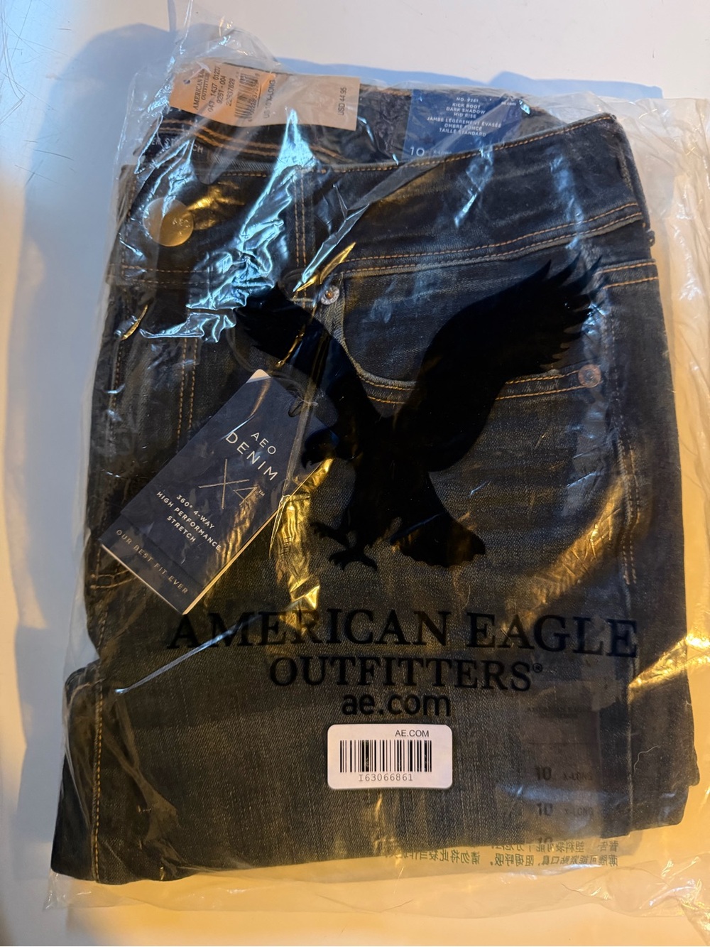 American Eagle Outfitters Women’s Dark Wash Kick Boot Mid-Rise Jeans extra long
